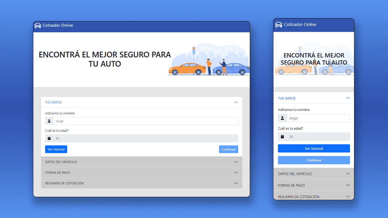 Cotizador de seguros - JavaScript preview