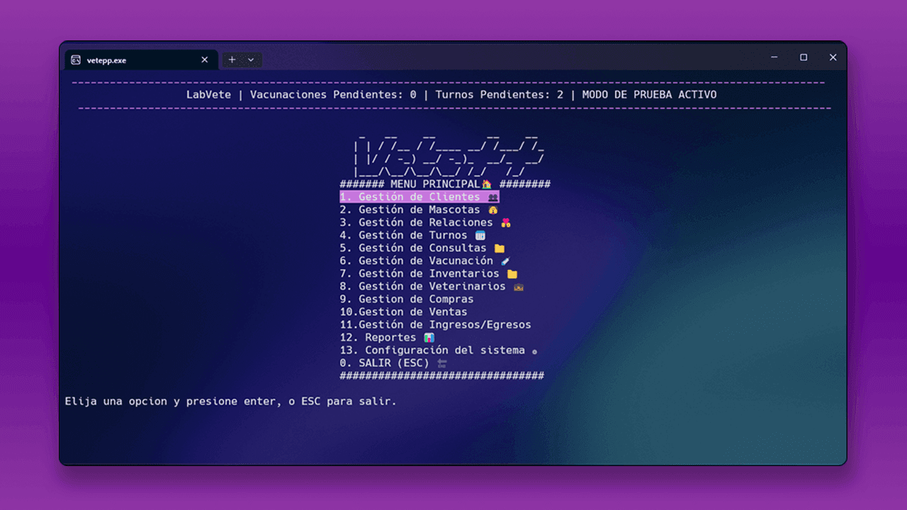 Vete++ - Sistema de gestión - C++ preview