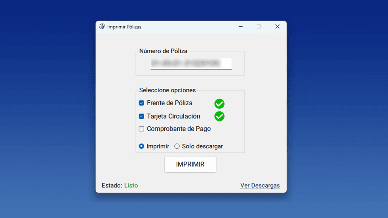 Imprimir Pólizas App - C# preview