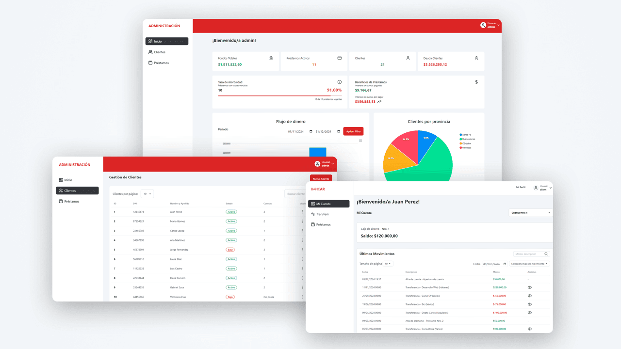 BancAr - Gestión Bancaria - JAVA, MySQL, JSP, TailwindCSS preview